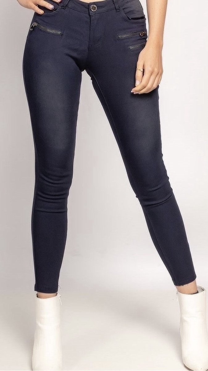 Skinny jeans - Dames jeans - Jeans - Donkerblauw - Maat 34