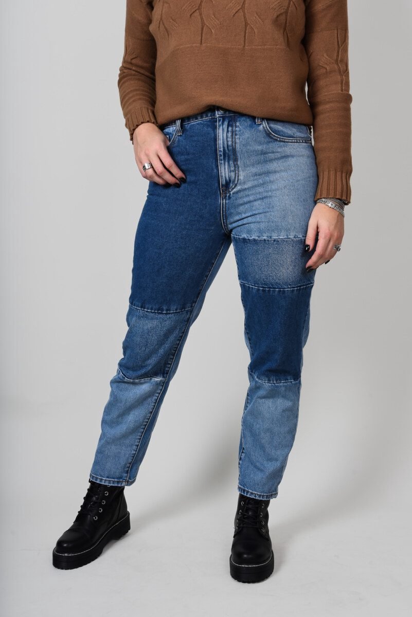 Patches jeans | Broek dames | Spijkerbroek | Mom jeans | Hoge taille | Wijde fit | Recht model | Kleur Blauw | Maat 36