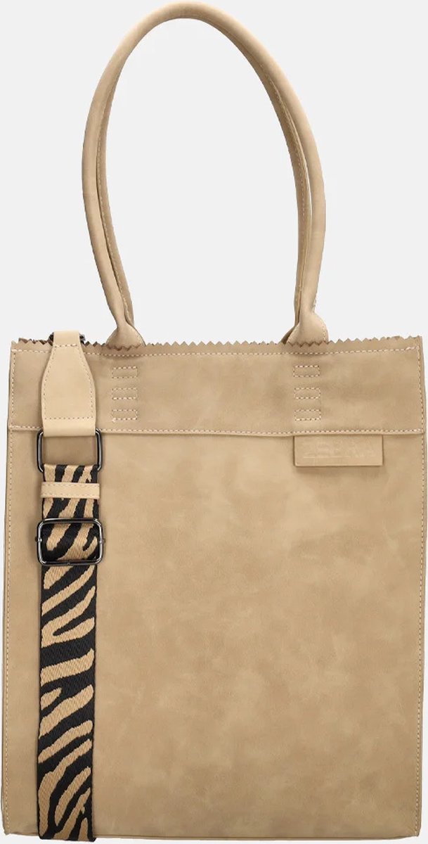 Zebra merel shopper - beige - dames tas