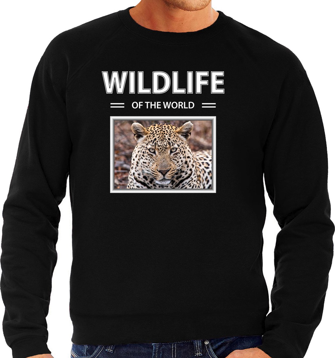 Dieren foto sweater Jaguar - zwart - heren - wildlife of the world - cadeau trui Jaguars liefhebber XL